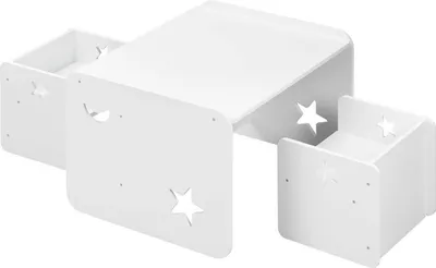 Produktbild von WOLTU Kindertisch mit 2 Stühlen, Kinder Tisch Stuhl Set, Kindersitzgruppe, Weiß