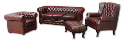 Produktbild von Sofagarnitur Ledersofa Set Chesterfield 3+1 + Ohrensessel Hocker Sofa Couch Neu