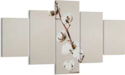 Produktbild von Bild auf Leinwand - Leinwandbild - 5 Teile - Baumwolle Zweig Boho - 125x70cm - Wand Bild - Wanddeko - Wandbilder - Leinwanddruck - Bilder - Wanddekoration - Leinwand bilder - Wandbild - EA125x70-4730