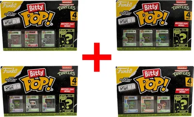 Produktbild von Teenage Mutant Ninja Turtles - Bitty Pop! Funko 4x4er-Packs mit Rocksteady, Danatolla, Leonardo und Michelangelo, Sammlerfiguren, 16er Geschenk-Set
