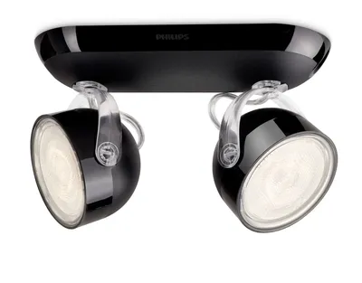 Produktbild von Philips myLiving Spot 532323016, Strahler Oberflächenbeleuchtung, Nicht austauschbare(s) Leuchtmittel, 2 Glühbirne(n), LED, 2700 K, Schwarz
