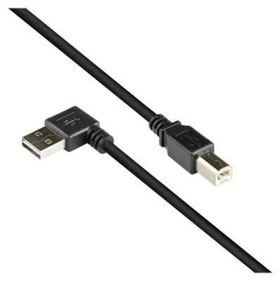 Produktbild von Anschlusskabel USB 2.0 EASY Stecker A an Stecker B, gewinkelt, schwarz, 5m, Good Connections® (2510-EU05W)