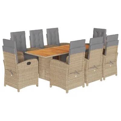 Produktbild von vidaXL 9-tlg. Garten-Essgruppe mit Kissen Beige Poly Rattan