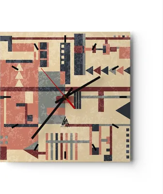 Produktbild von Wanduhr - Quadrat - Glasuhr - Abstraktion modern - 40x40cm - Schleichendes Uhrwerk - Lautlos - zum Aufhängen bereit - Dekoration Modern - Wanddekoration aus Glas - C3AC40x40-3863