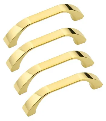 Image de Poignées de porte en alliage de zinc, finition dorée, 64 mm, lot de 4
