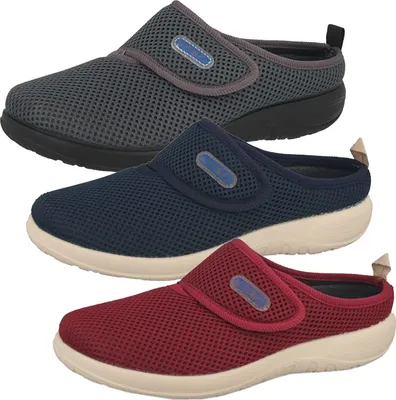 Produktbild von Fly Flot Damen Pantoffeln Klettverschluss Hausschuhe, Größe:37 EU, Farbe:Blau