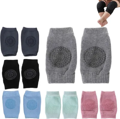 Imagen del producto de Protectores para rodillas de bebé con puntas de goma antideslizantes, paquete de 6 pares, para gatear con seguridad