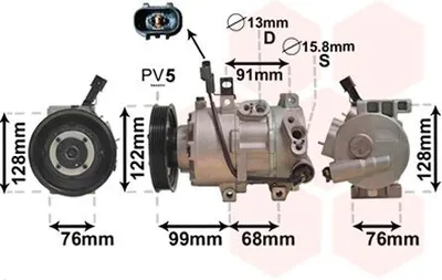 Produktbild von VAN WEZEL 8200K296 DVE13 Klimaanlage Klimakompressor R134a für HYUNDAI i40 CW (VF) i40 (VF)