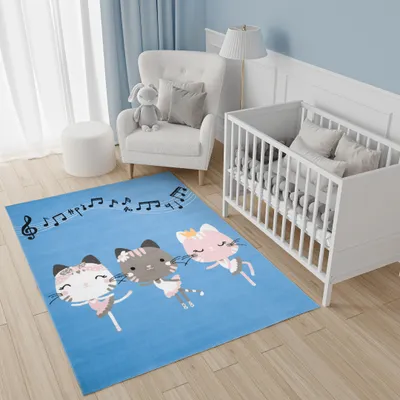 Image de Tapis chambre enfant Salon Chambre à coucher Modern Design Bleu 140 x 200 cm
