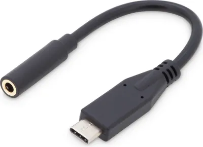 Image de DIGITUS - Adaptateur USB-C vers prise jack - USB-C mâle vers mini-prise jack stéréo femelle - 20 cm - noir