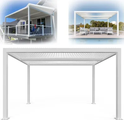 Produktbild von PURPLE LEAF Pergola 3x4,25m Wasserdicht Winterfest, Aluminium Pavillon mit Verstellbarem Lamellendach, Wei?