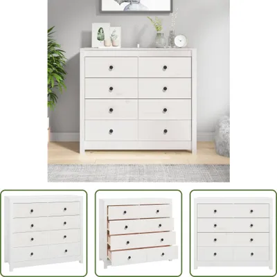 Produktbild von The Living Store Beistellschrank Weiß 100x40x90 cm Massivholz Kiefer