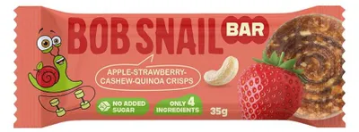 BATON JABŁKO - TRUSKAWKA - ORZECHY NERKOWCA BEZ DODATKU CUKRÓW 35 g - BOB SNAIL
