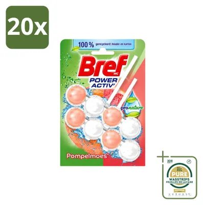Produktbild von 20 x Bref Pronature Toiletblock Grapefruit 2 x 50 g - Vorratspackung - 20 Stücke