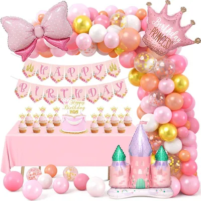 Prinzessinnen-Geburtstagsdekoration, rosa Ballons, 101-teilig