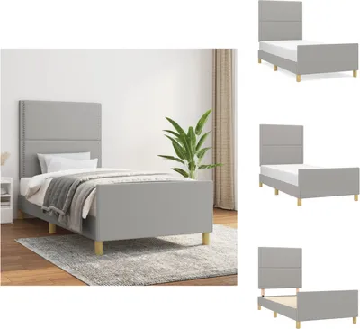 Immagine prodotto di vidaXL Struttura letto con testiera in tessuto grigio chiaro 100x200 cm - Letti e strutture letto