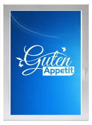 Produktbild von INDIGOS UG - Guten Appetit - Farbe: weiss - 116x60 cm - Sichtschutzfolie - Fensterfolie - Glasdekorfolie - für die Küche, Guten Appetit ans Fenster