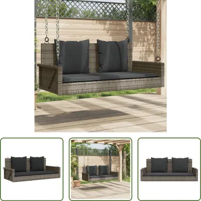 Immagine prodotto di The Living Store Panca sospesa con cuscini Grigio 119x56x48 cm Poly Rattan