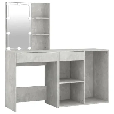 Produktbild von LED-Schminktisch mit Schrank Betongrau Holzwerkstoff