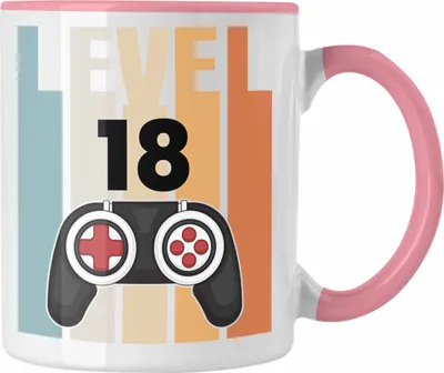 Produktbild von Trendation - 18. Geburtstag Tasse Gamer Jungs Jungen Geschenkidee zum Geburtstag Lustig Achtzehn (Rosa)