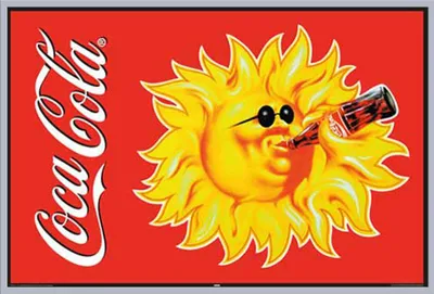 Immagine prodotto di Coca Cola - Poster - Vintage Sun + cornice a incastro, Shinsuke® Maxi in plastica argento, lastra in acrilico
