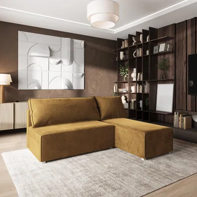 Produktbild von Masseno Ecksofa BRISO M mit Schlaffunktion L-Form, Sofa mit Bettkasten, Wohnzimmersofa, Couch, Soffa, Bettsofa, Couchgarnitur- Gelb, MONOLITH 48