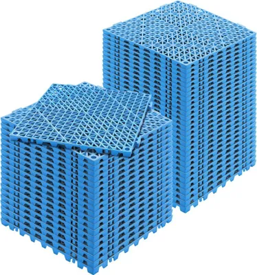 Immagine prodotto di Piastrelle ad incastro 50 pz - Piastrelle drenanti - Piastrelle 30 x 30 cm - Piastrelle quadrate per esterni - Piastrelle in PVC per terrazze - Bagno, piscina, toilette - Blu
