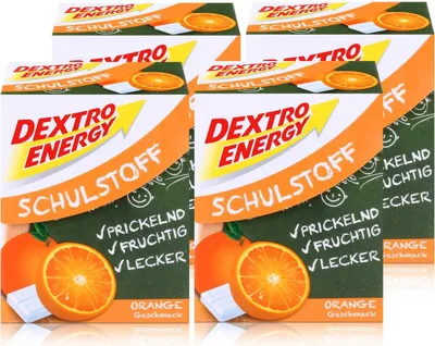Produktbild von Dextro Energy Schulstoff Traubenzucker Orangen Geschmack 50g (4er Pack)
