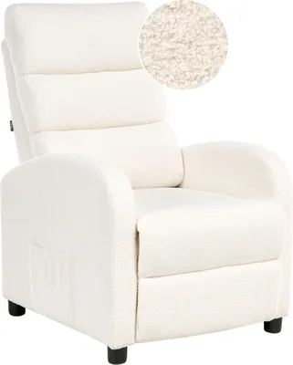 Produktbild von BELIANI Sessel Cremeweiß aus Bouclé mit Fußstütze Manuell Verstellbare Rückenlehne Retro-Design Wohnzimmer Fernsehsessel Relaxsessel Polstersessel