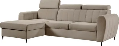 Produktbild von MIRJAN24 Ecksofa Forio Mini, Eckcouch mit Bettkasten und Schlaffunktion, Einstellbare Kopfstützen, Schwarze Metallfüße (Farbe: Paros 02 Seite: Links)