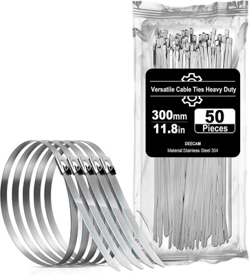 Obrázek produktu pro Stahovací pásky, 300 x 4,6 mm - Prémiové, nerezové (304), 50 kusů - Kovové stahovací pásky - Použití v průmyslu a zemědělství