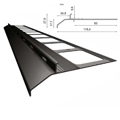 Zdjęcie produktu dla Renoplast Profil okapowy aluminiowy K20, Do posadzki żywicznej na tarasy i balkony, Profil prosty 200cm, Grafit