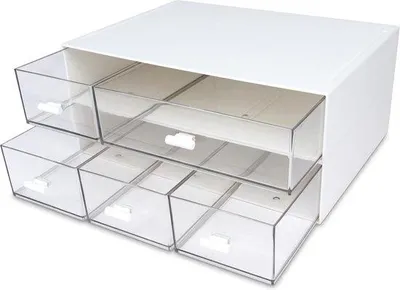 Immagine prodotto di Organizer da ufficio con 5 cassetti - 2 ripiani - impilabile - per forniture da ufficio - archiviazione domestica.