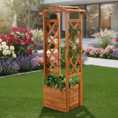 Image de Treillis Treillis pour plantes Treillis pour rosiers Deko brun