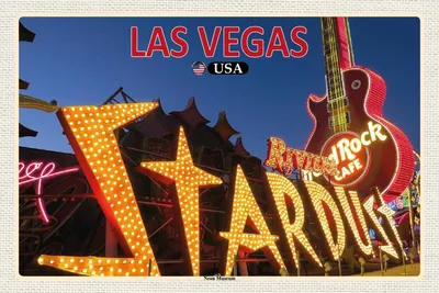 Produktbild von vianmo Holzschild 12x18 cm Las Vegas USA Neon Museum Bildmotiv Reisemotiv Abenteuer Reisen