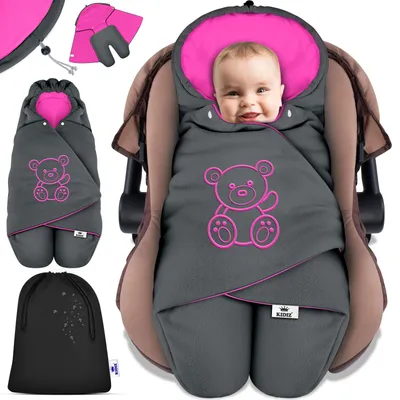 Produktbild von KIDIZ® Baby Einschlagdecke Babyschale Winter Herbst Babydecke mit Kapuze & Tasche Universal Fußsack kompatibel mit Maxi-Cosi, Römer, Buggy, Kinderwagen & Autositz isolierend gegen Wind, Nässe & Kälte