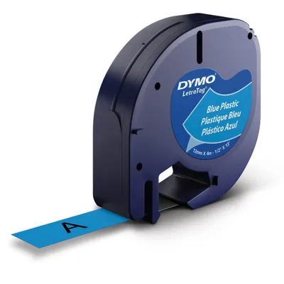Immagine prodotto di Nastro di scrittura Dymo® S0721700 LetraTag, plastica, laminato, 4 m x 12 mm, nero/blu