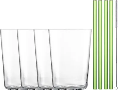 Produktbild von Eisch Secco Flavoured Cocktail Gläser mit grünen Trinkhalmen im Geschenkkarton Set 9-tlg.