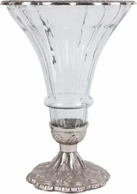 Zdjęcie produktu dla Casa Padrino Barokowy wazon szklany srebrny Ø 30 x h. 42 cm - Akcesoria dekoracyjne w stylu barokowym