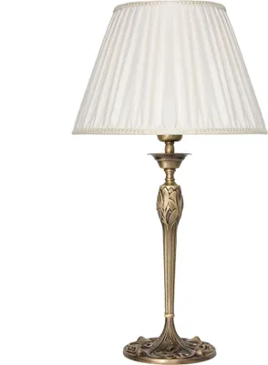 Produktbild von Tischlampe Weiß Bronze E27 36 cm Stoff Echt-Messing Jugendstil Nachttischlampe