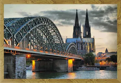 Produktbild von Deutsche Städte - Poster - Kölner Dom - Tag + Wechselrahmen, Shinsuke® Maxi MDF Eiche, Acryl-Scheibe