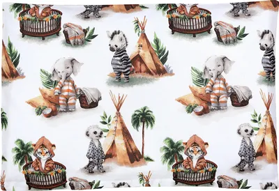 Produktbild von TupTam Kinder Kissenhülle Kissenbezug Dekorativ Gemustert Kinderzimmer, Farbe: Tiere in Pyjamas / Dunkelbeige, Größe: 40 x 60 cm