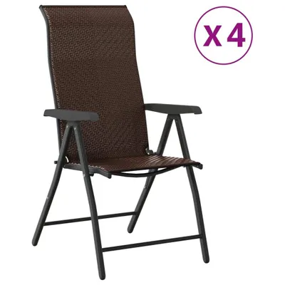 Image de vidaXL Chaises de jardin 4 pcs. Pliable Marron Poly Rattan