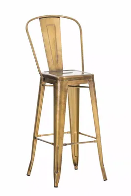 Image de In And OutdoorMatch Tabouret de bar industriel Humberto - Or - Design rustique - Lot de 1 - Structure à 4 pieds - Pour la cuisine et le bar - Assise en métal