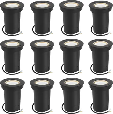 Produktbild von Bettizia 12x 3W Bodenleuchte Schwenkbar IP67 Außen LED Bodeneinbaustrahler Bodenstrahler Bodenlampe Neutralweiß - Schwarz Gehäuse