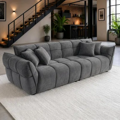 Produktbild von riess-ambiente XXL Sofa CLOUD 260cm grau Vogue Samtstoff Bigsofa Federkern inkl. Kissen