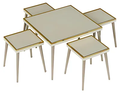 Immagine prodotto di Elegantes Wohnzimmer-Set in Beigem Holz und Edelstahl