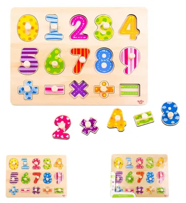 Produktbild von Tooky Toy Kinder Zahlen Puzzle Holz TY851 Steckspiel aus Holz bunte Zahlen bunt