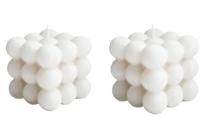 Produktbild von Bubble Kerze Sojawachs Freesienduft 2 Stück 6x6x5.5 cm Weiß