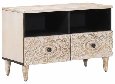 Obrázok produktu pre TV skrinka Biela 70 x 33,5 x 46 cm Masívne mango drevo